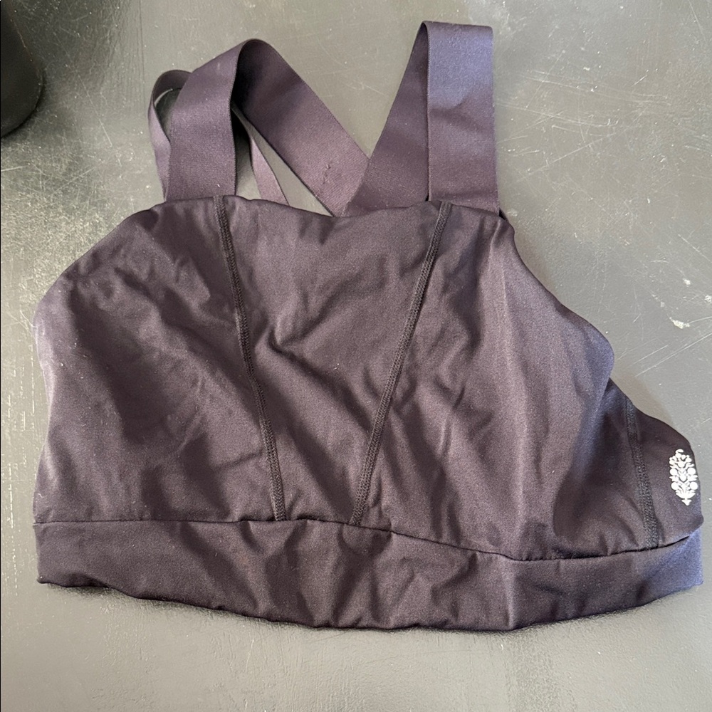 Black Sports Bra with Leaf Logo
